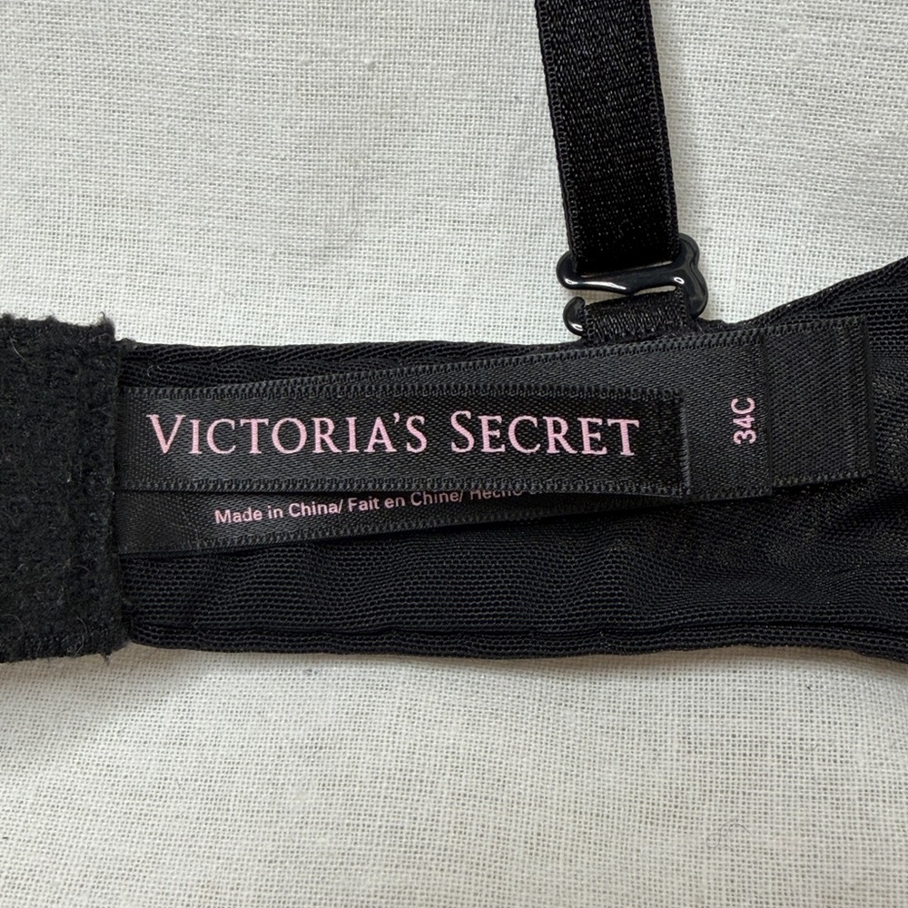 Victorias Secret Gorgeous Plunge Sequin Bra Silver Black 34C - Picture 2 of 9